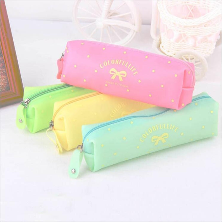 Cute Candy Color Bow Jelly Silicone Waterproof Pencil Case Stationery Storage Organizer Bag School Office Supply