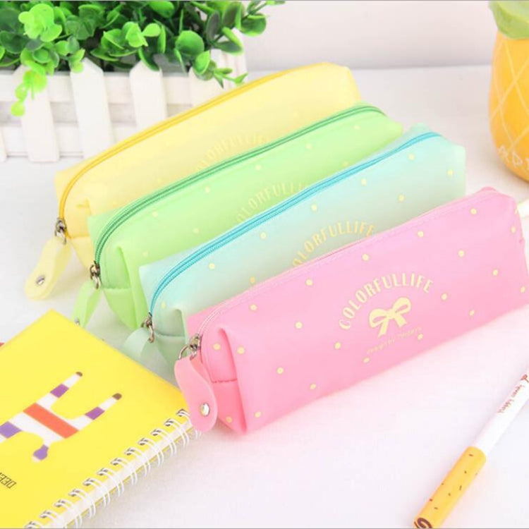 Cute Candy Color Bow Jelly Silicone Waterproof Pencil Case Stationery Storage Organizer Bag School Office Supply