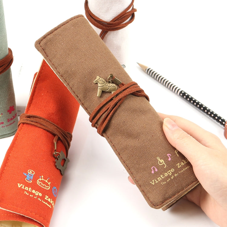 Cute Canvas Bag Holder Roll Up Stationery Pencil Bag Stationery Supplies
