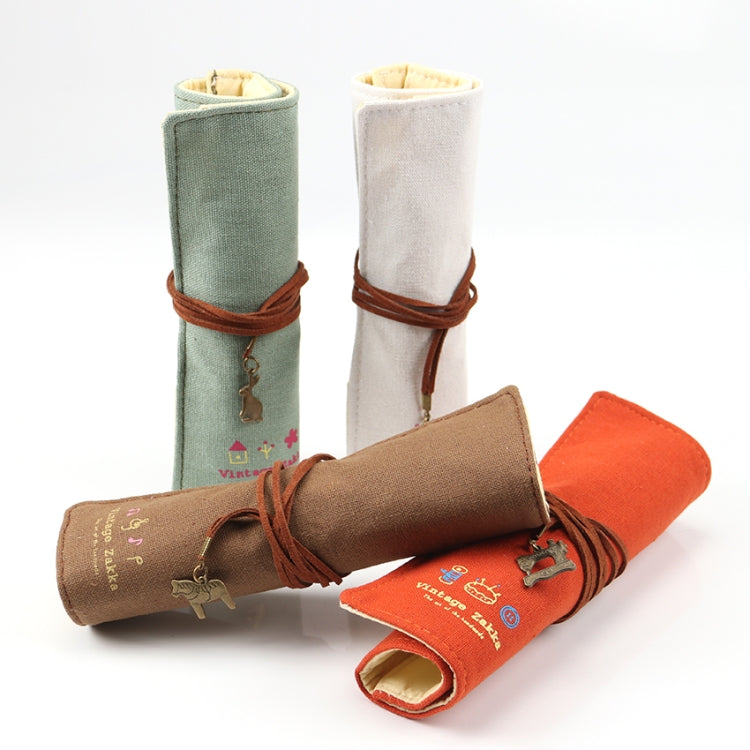 Cute Canvas Bag Holder Roll Up Stationery Pencil Bag Stationery Supplies