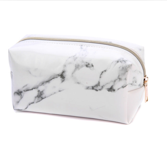 Cute Marble Pattern Pencil Cases Big Capacity PU Leather Cosmetic Bag Pencil Bag School Office Supplies