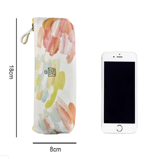 Kawaii Canvas Pencil Bags Cases Colorful Creative Brush Doodle Pouch School Supplies Stationery Pen Box