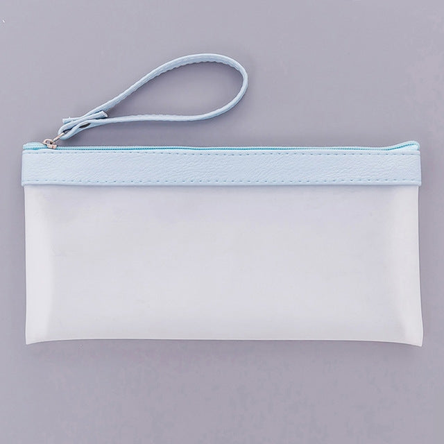Creative Solid Color Transparent Scrub Pencil Bag Student Pencil Case Office School Supplies