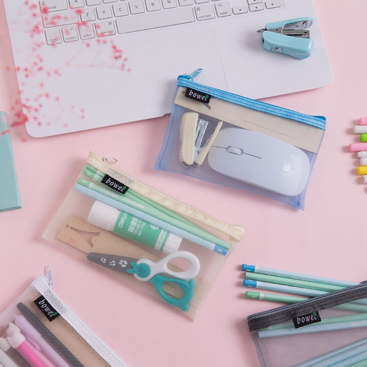 4 PCS Simple Transparent Mesh Pencil Case Pen Bag Office Student School Supplies