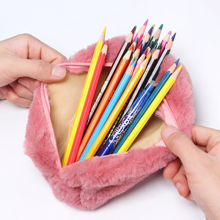 Kawaii Solid Color Plush Pencil Case Girls Large Capacity Pencil Bag Stationery Pencilcase Zipper Pen Box School Supplies