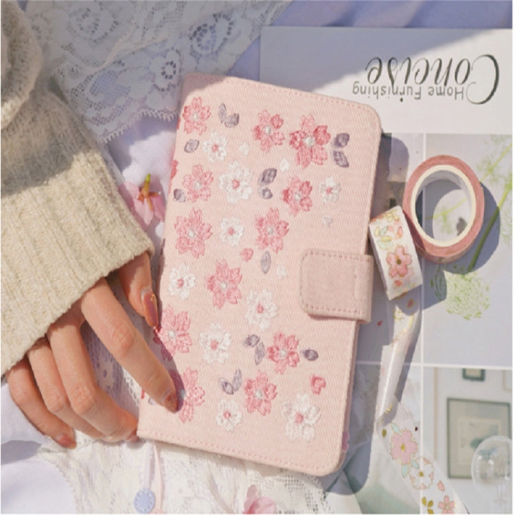 Sakura Theme Delicated Floral Journal Cover Standard A6 Paper Book Refilled Book, Size:Only A6 cloth cover