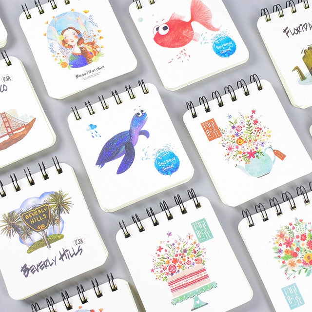 10 PCS 4F-NB Creative Coil Pocket Book with Small Notepad Fresh Retro Design Notebook, Color:Random delivery, Size:94x83mm