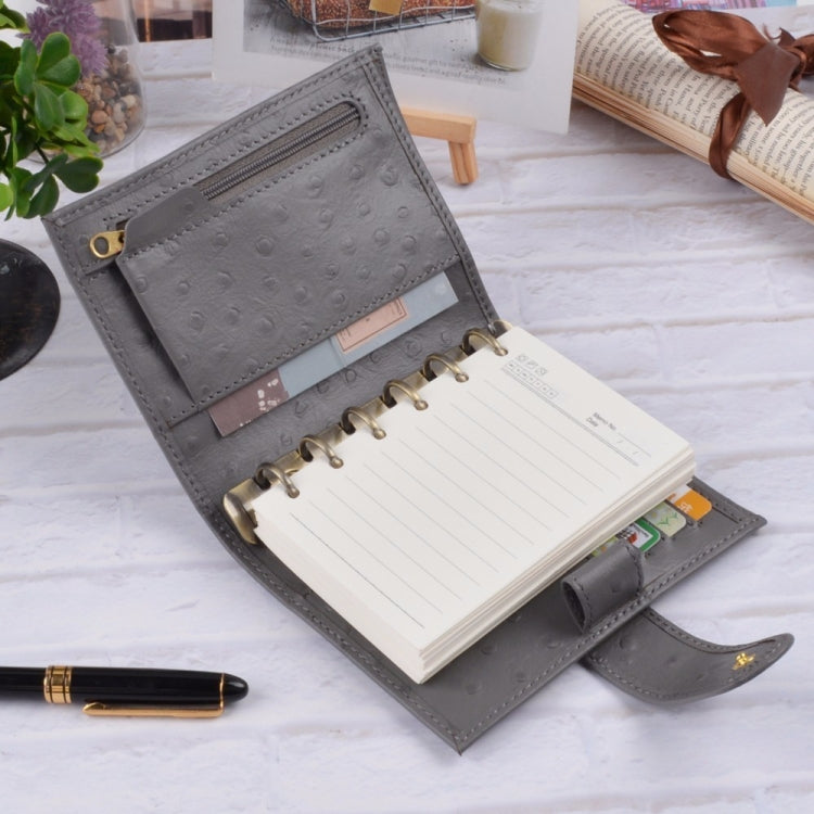 16B-LN107 Genuine Leather Planner A7 Size Loose Leaf Rings Notebook Mini Agenda Organizer Cowhide Diary Journal Sketchbook, Size:A7: 142x115mm