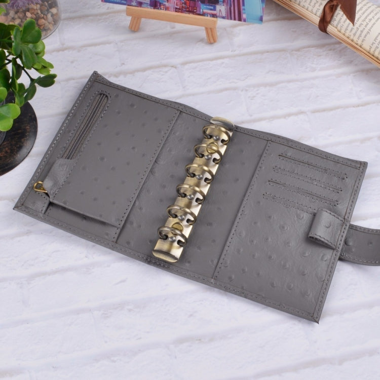 16B-LN107 Genuine Leather Planner A7 Size Loose Leaf Rings Notebook Mini Agenda Organizer Cowhide Diary Journal Sketchbook, Size:A7: 142x115mm