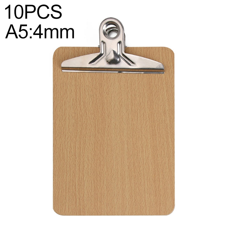 10 PCS Portable A4 / A5 Wooden Writing Clip Board File Hardboard with Batterfly Clip, Size:A5, Type:4mm thick