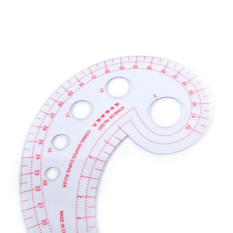 2 PCS Long Comma Shaped Plastic Transparent Curve Ruler(Transparent)
