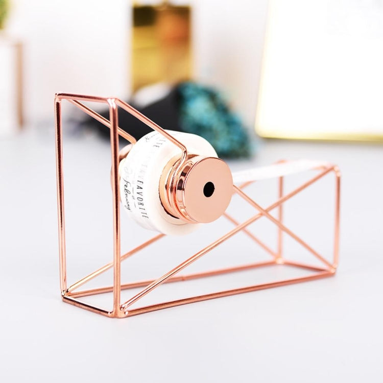 2PCS Metal Wire Hollow Tape Cutters Holder Office Supply Desktop Dispenser Racks(Rose Gold)