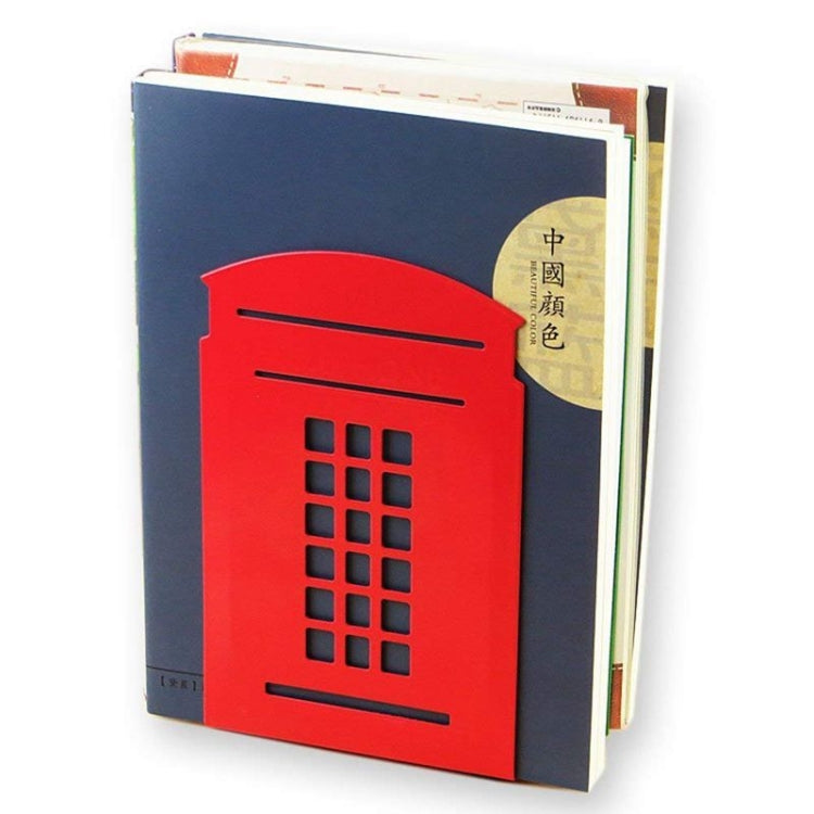 1 Pair Telephone Booth Design Anti-Skid Bookends Book Shelf Holder Stationery (Red)(Red)