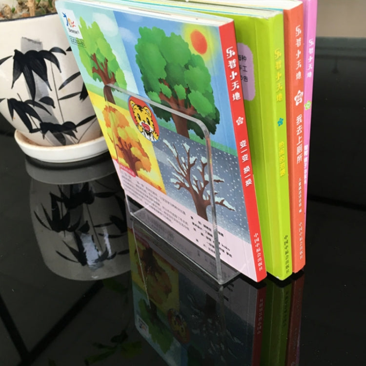 2 PCS Clear Acrylic Bookends L-shaped Desk Organizer Desktop Book Holder School Stationery Office Accessories