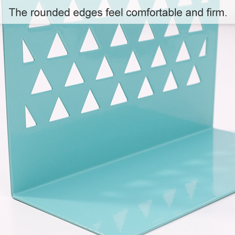 Metal Triangular Hollow Desktop Organizer Bookends Support Stand Holder Shelf Bookrack Home Office Supplies