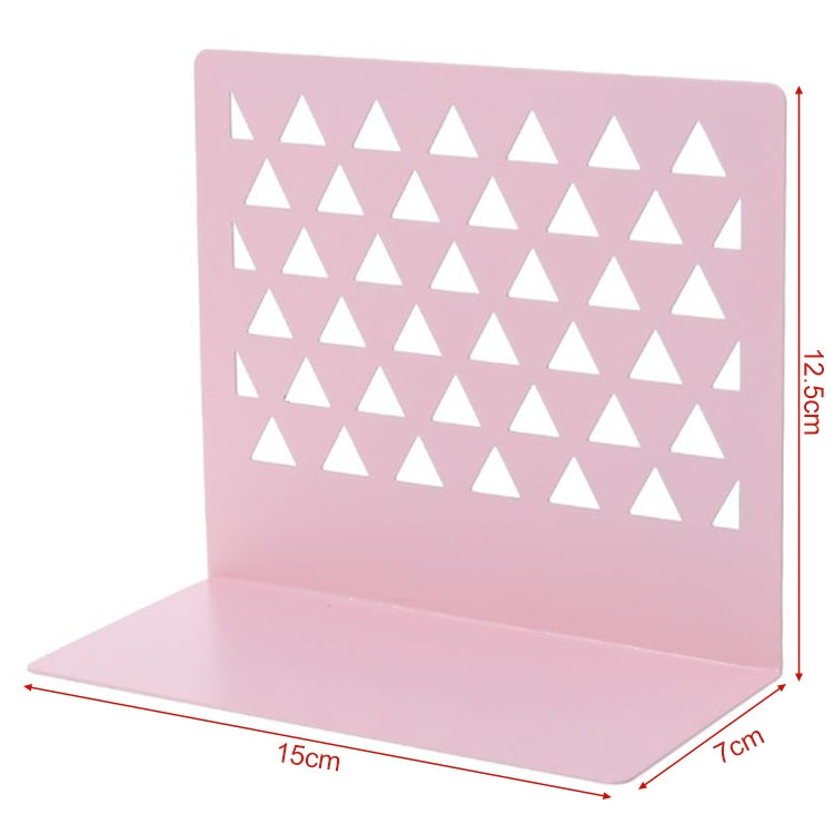 Metal Triangular Hollow Desktop Organizer Bookends Support Stand Holder Shelf Bookrack Home Office Supplies
