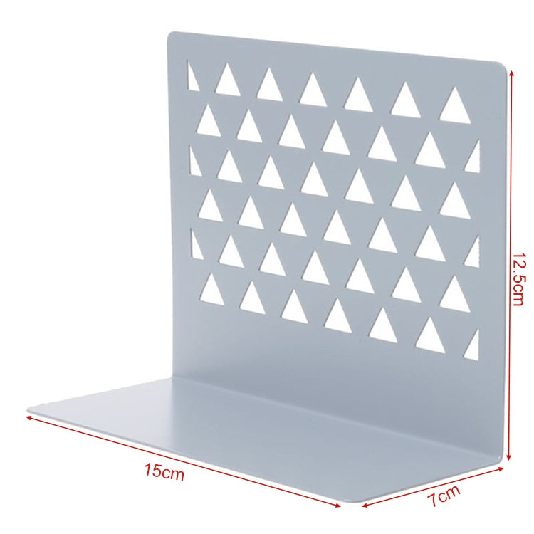 Metal Triangular Hollow Desktop Organizer Bookends Support Stand Holder Shelf Bookrack Home Office Supplies