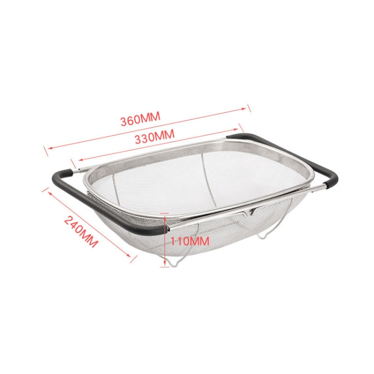 2 PCS Stainless Steel Foldingf Filter Kitchen Tools Drainage Household Retractable Vegetable Fruit Basket, Size:24x34x11cm