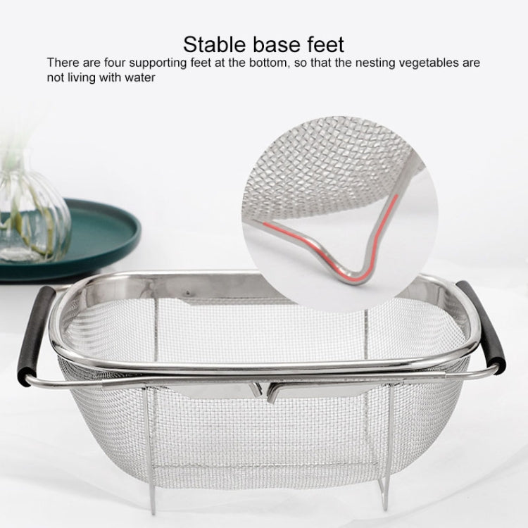 2 PCS Stainless Steel Foldingf Filter Kitchen Tools Drainage Household Retractable Vegetable Fruit Basket, Size:24x34x11cm