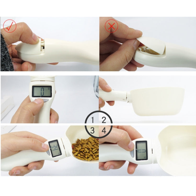 Portable Pet Food Electronic Weighing Measuring Spoon Cat Dog Food Measuring Spoon(White 250ml)