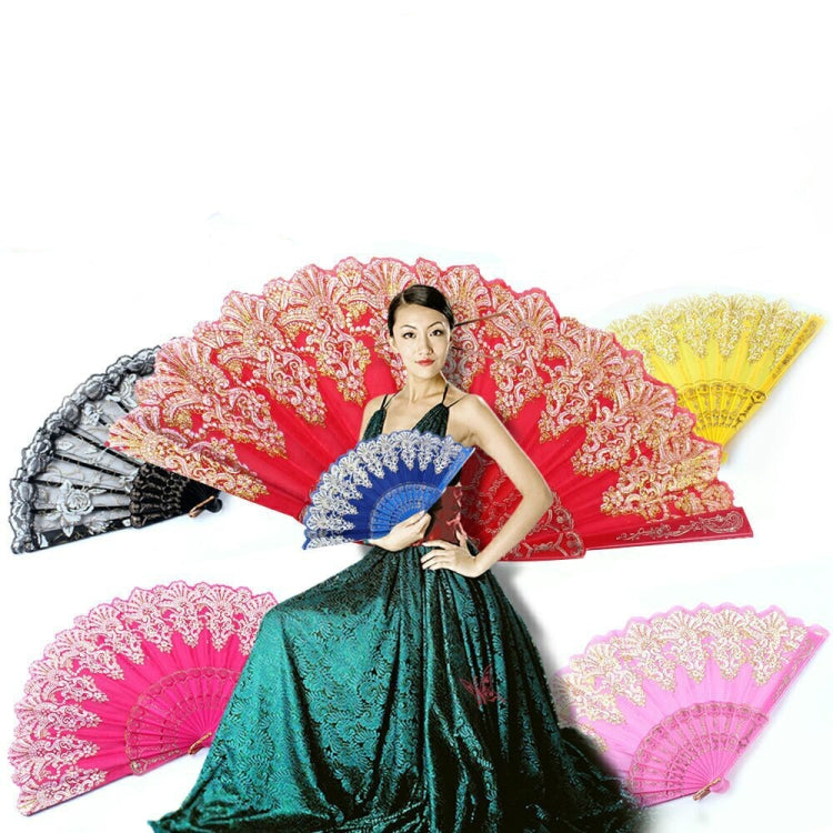 Spain Style Plastic Folding Fan Peacock Lace Fan Ladies Dance Gilding Fan, Size:23x42cm