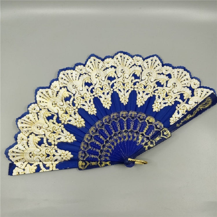 Spain Style Plastic Folding Fan Peacock Lace Fan Ladies Dance Gilding Fan, Size:23x42cm