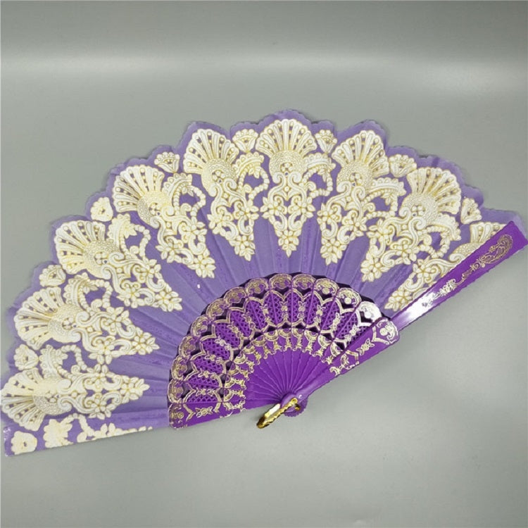 Spain Style Plastic Folding Fan Peacock Lace Fan Ladies Dance Gilding Fan, Size:23x42cm
