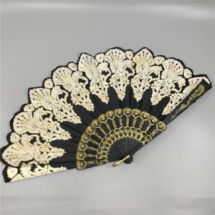 Spain Style Plastic Folding Fan Peacock Lace Fan Ladies Dance Gilding Fan, Size:23x42cm