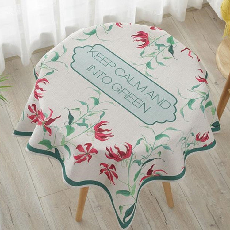 Greenery Linen Tablecloth Restaurant Bar Household Tablecloth, Size:140x140cm
