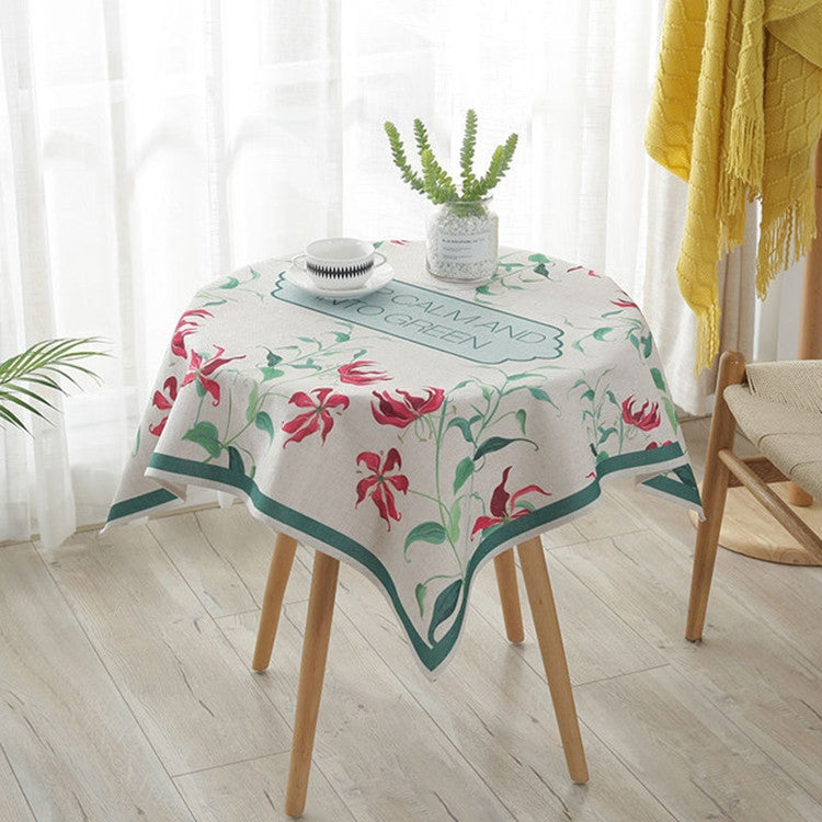Greenery Linen Tablecloth Restaurant Bar Household Tablecloth, Size:130x180cm