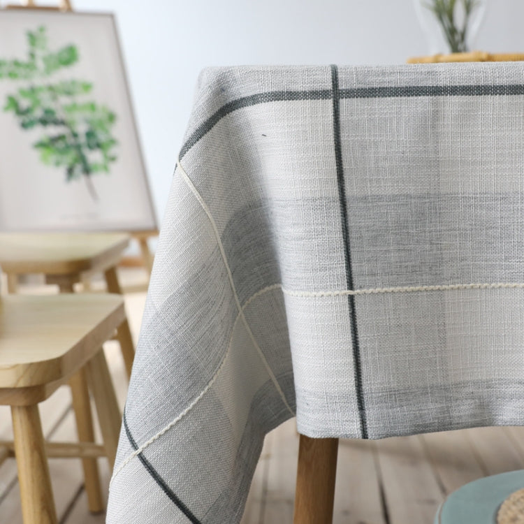 Grid Pattern Cotton Linen Cotton Table Cloth For Dustproof Home Decor Dinner Table Cover, Size:60x60cm