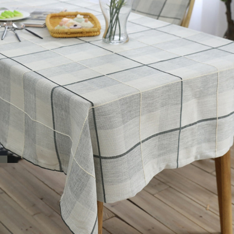 Grid Pattern Cotton Linen Cotton Table Cloth For Dustproof Home Decor Dinner Table Cover, Size:90x90cm