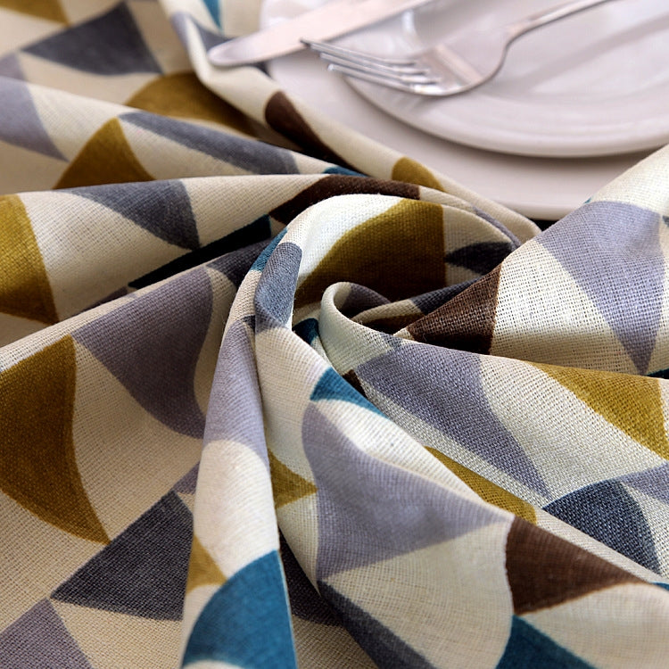 Colorful Geometry Print Cotton Linen Table Cloth Home Dinner Tea End Dustproof Table Cover, Size:140x140cm