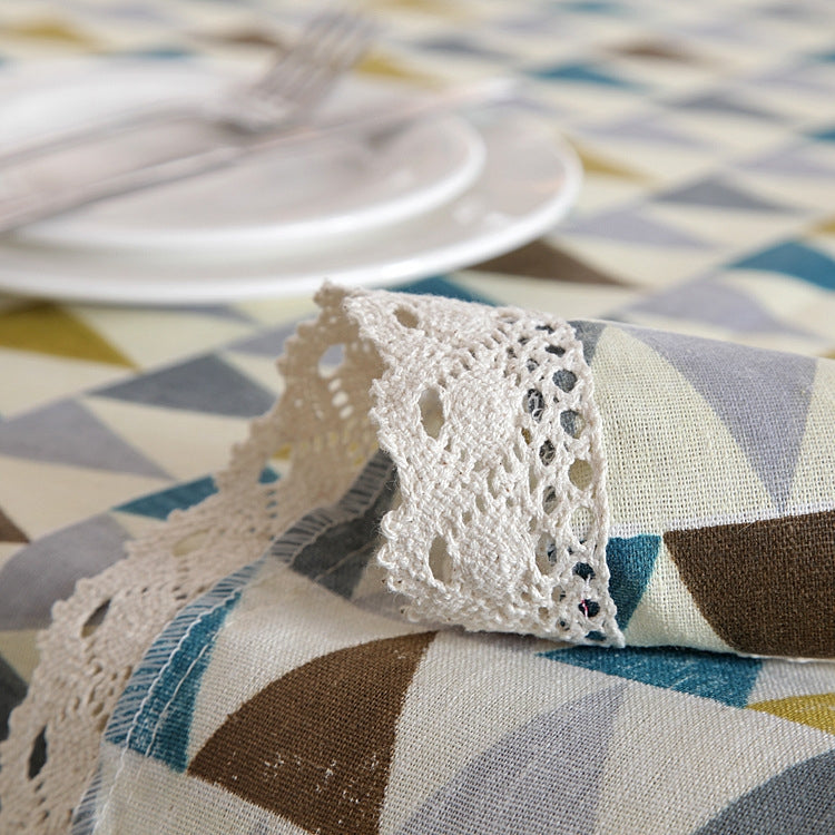 Colorful Geometry Print Cotton Linen Table Cloth Home Dinner Tea End Dustproof Table Cover, Size:140x140cm