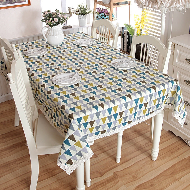 Colorful Geometry Print Cotton Linen Table Cloth Home Dinner Tea End Dustproof Table Cover, Size:140x200cm