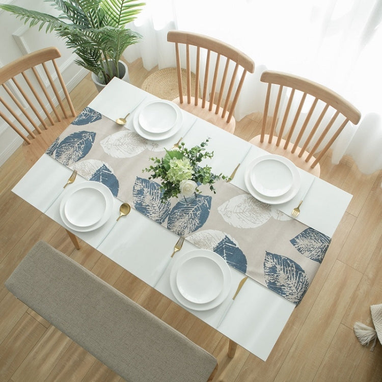 Modern Table Runners Printed Cotton Linen Dining Table Cloth, Size:30x220cm(Leaves)