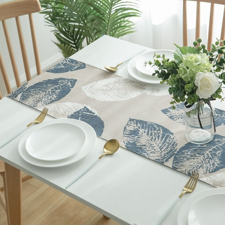 Modern Table Runners Printed Cotton Linen Dining Table Cloth, Size:30x220cm(Leaves)