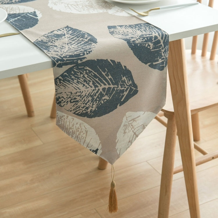 Modern Table Runners Printed Cotton Linen Dining Table Cloth, Size:30x180cm(Leaves)