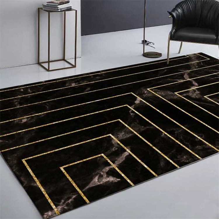 Marble Texture Square Lines Carpets Rugs For Home Living Room, Size:60x90cm(Black Gold)