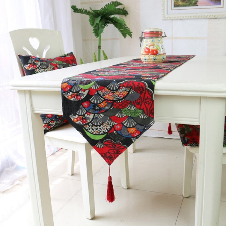 Ethnic Style Cotton and Linen Table Flag Printed Double Dining Table Placemat, Size:32x180cm