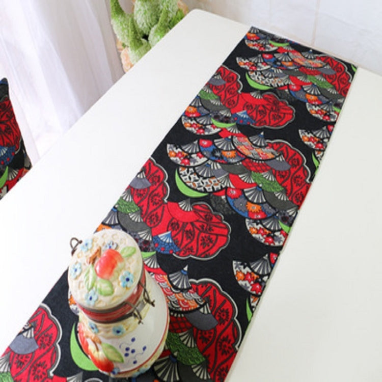 Ethnic Style Cotton and Linen Table Flag Printed Double Dining Table Placemat, Size:32x180cm