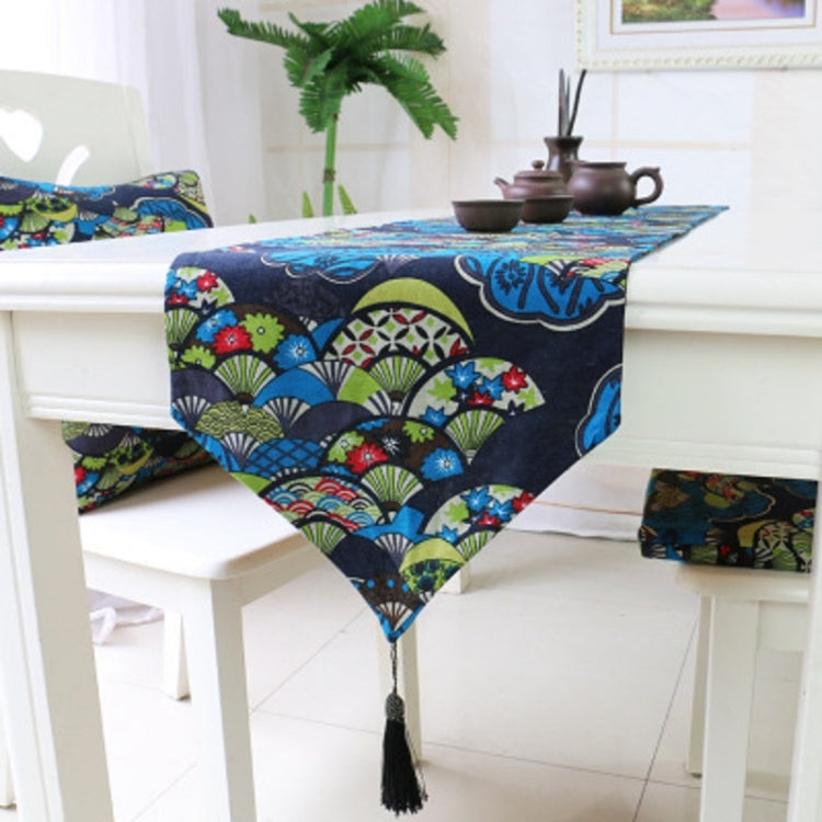 Ethnic Style Cotton and Linen Table Flag Printed Double Dining Table Placemat, Size:32x200cm