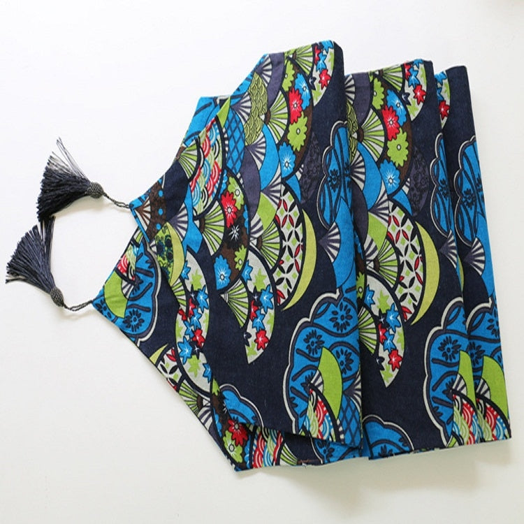 Ethnic Style Cotton and Linen Table Flag Printed Double Dining Table Placemat, Size:32x200cm