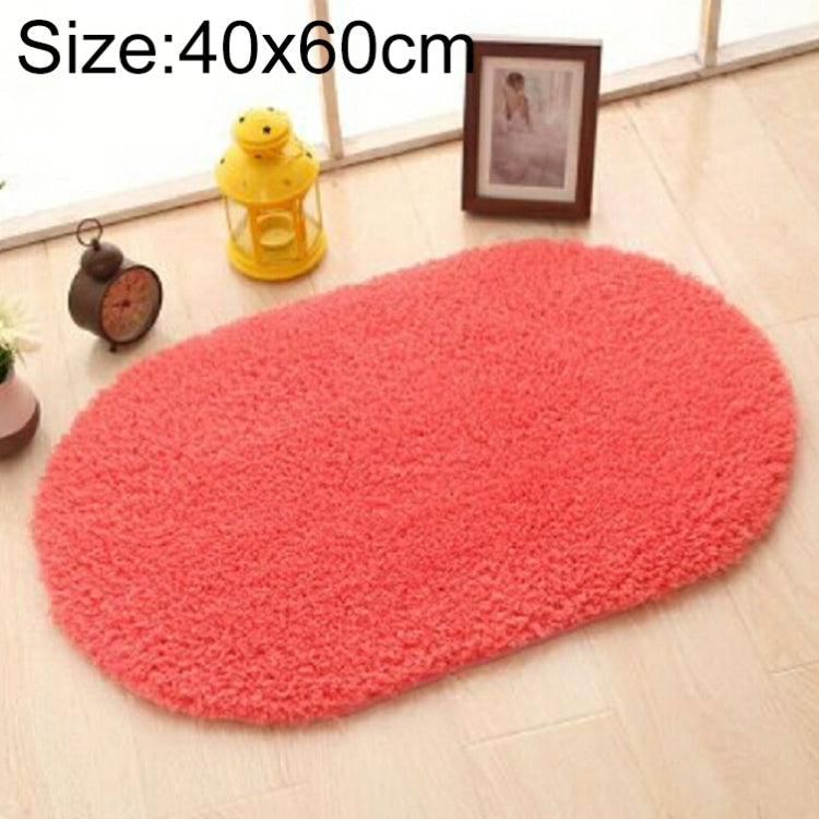 Faux Fur Rug Anti-slip Solid Bath Carpet Kids Room Door Mats Oval Bedroom Living Room Rugs, Size:40x60cm