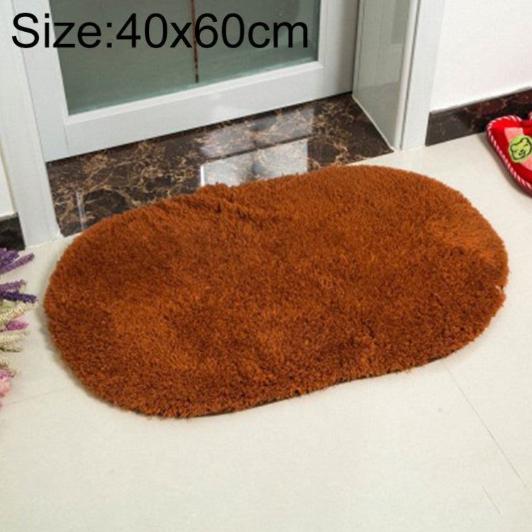Faux Fur Rug Anti-slip Solid Bath Carpet Kids Room Door Mats Oval Bedroom Living Room Rugs, Size:40x60cm