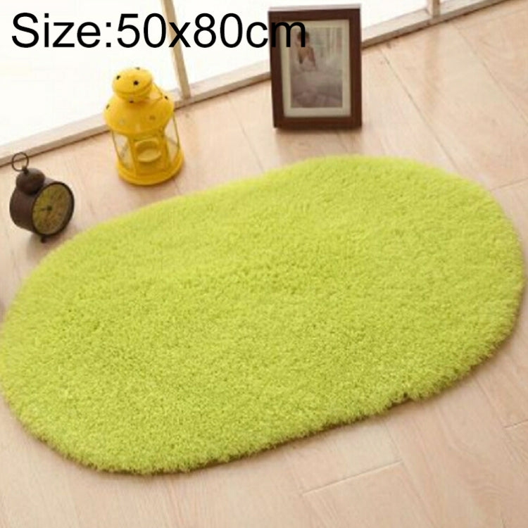 Faux Fur Rug Anti-slip Solid Bath Carpet Kids Room Door Mats Oval Bedroom Living Room Rugs, Size:50x80cm