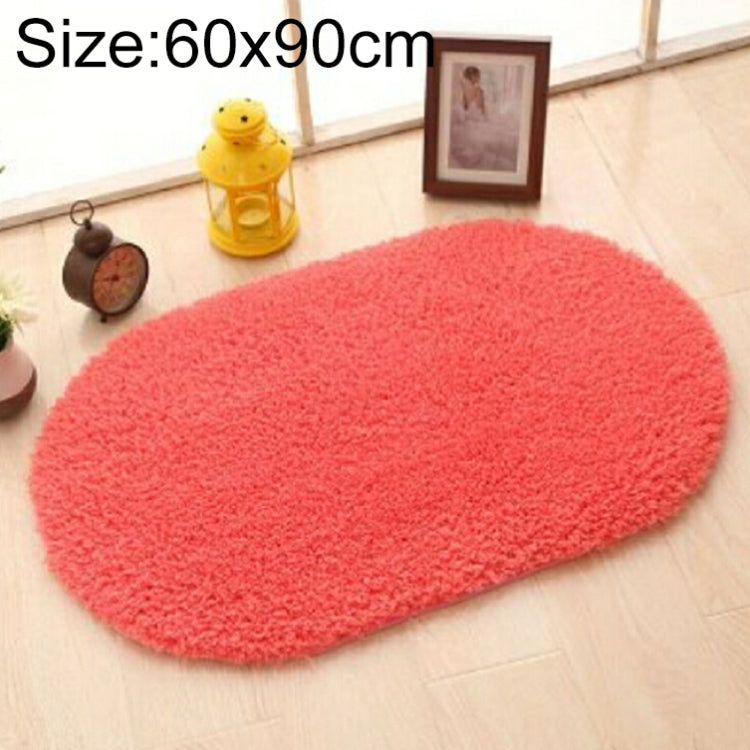 Faux Fur Rug Anti-slip Solid Bath Carpet Kids Room Door Mats Oval Bedroom Living Room Rugs, Size:60x90cm