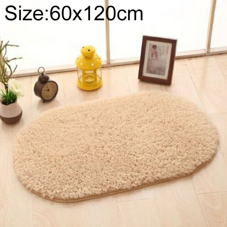 Faux Fur Rug Anti-slip Solid Bath Carpet Kids Room Door Mats Oval Bedroom Living Room Rugs, Size:60x120cm