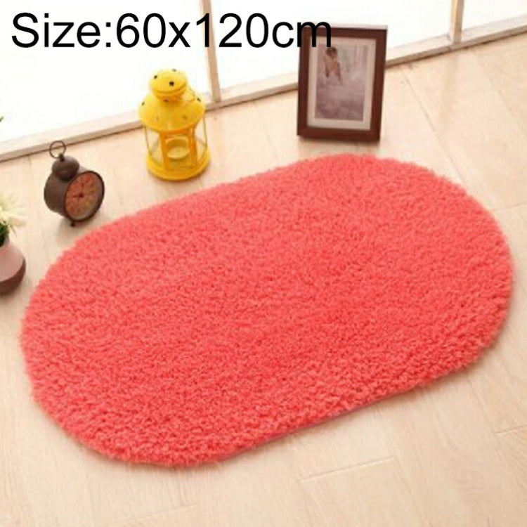 Faux Fur Rug Anti-slip Solid Bath Carpet Kids Room Door Mats Oval Bedroom Living Room Rugs, Size:60x120cm