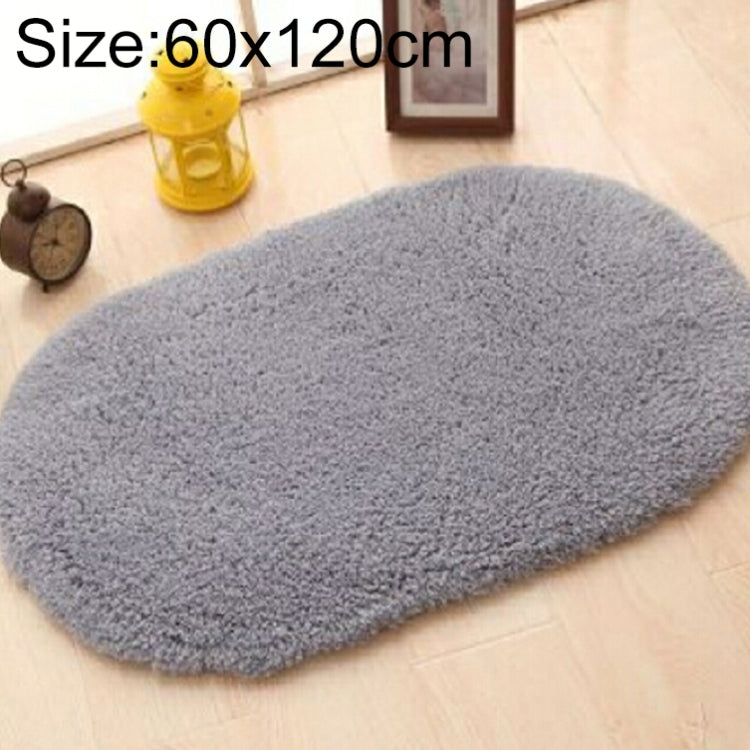 Faux Fur Rug Anti-slip Solid Bath Carpet Kids Room Door Mats Oval Bedroom Living Room Rugs, Size:60x120cm